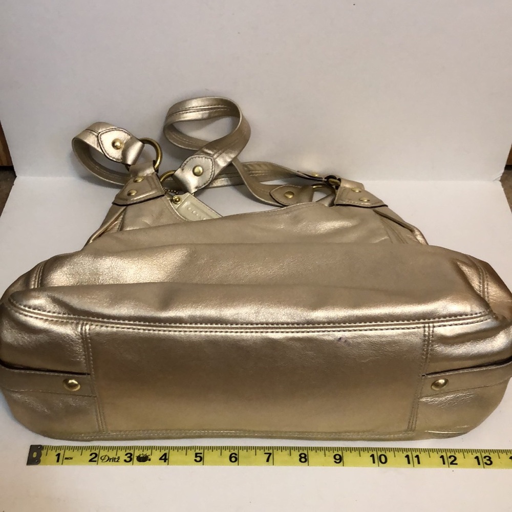 Coach gold patent leather satchel shoulder hand bag N A1082-14336 - Picture 10 of 16